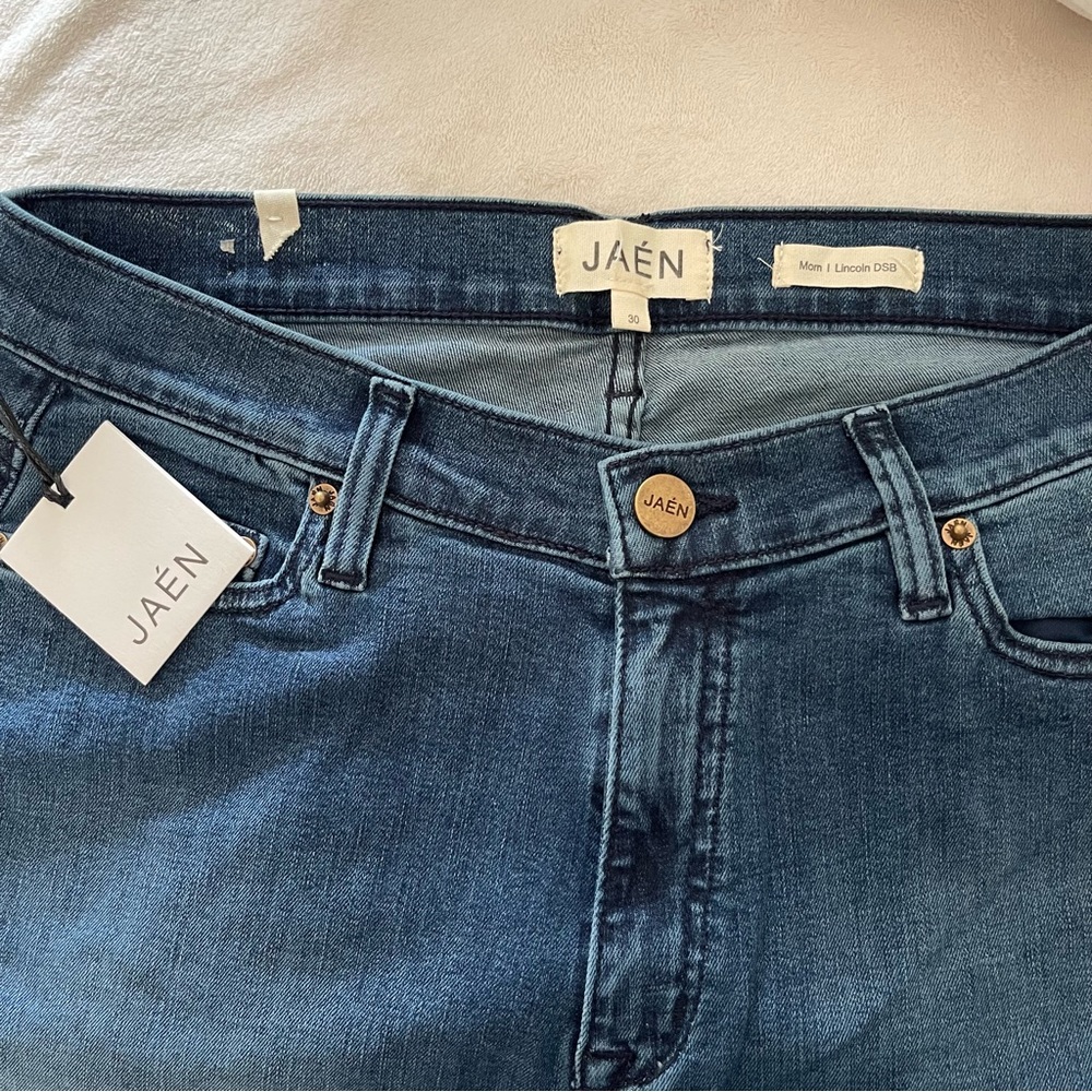 JAEN WOMEN’S HIGH-RISE MOM JEANS LINCOLN SKY BLUE 30 NAVY - Picture 4 of 5